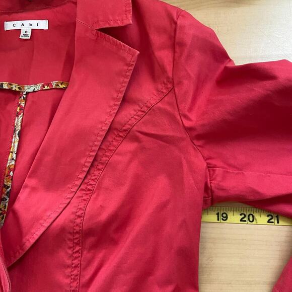 CAbi Blazer Jacket Size 8 Red Single Button Notch Collar Cotton Spandex Stretch - Picture 8 of 11
